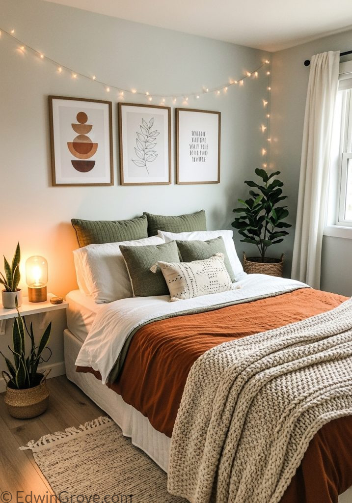 Affordable small master bedroom decor with cozy styling