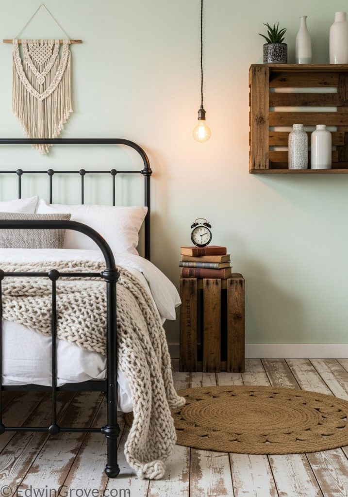 Budget-friendly rustic bedroom makeover with cozy design