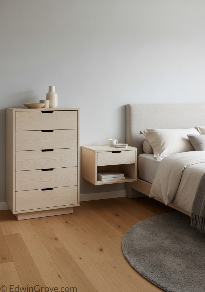 Compact furniture arranged in a small bedroom