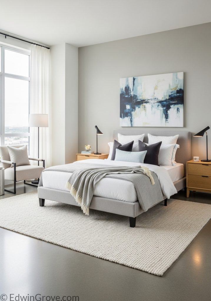 Contemporary bedroom with modern decor and clean design