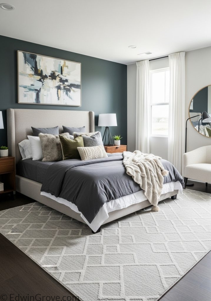 Contemporary master bedroom with trendy and modern decor