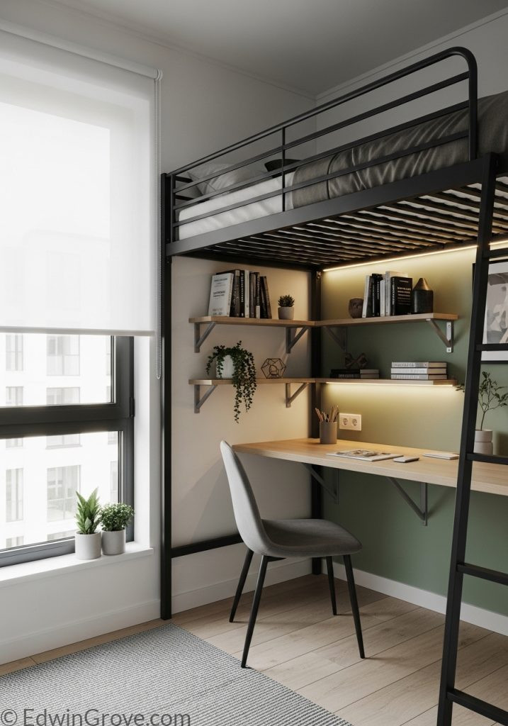 Creative bedroom arrangement in a small space