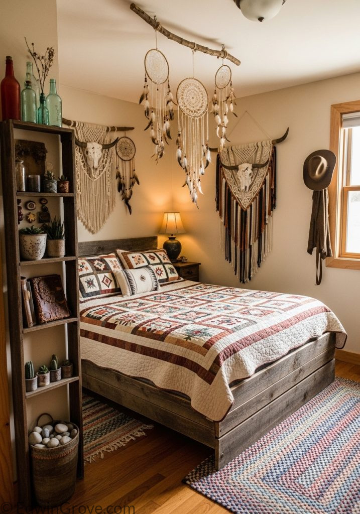 DIY decor in western bedroom