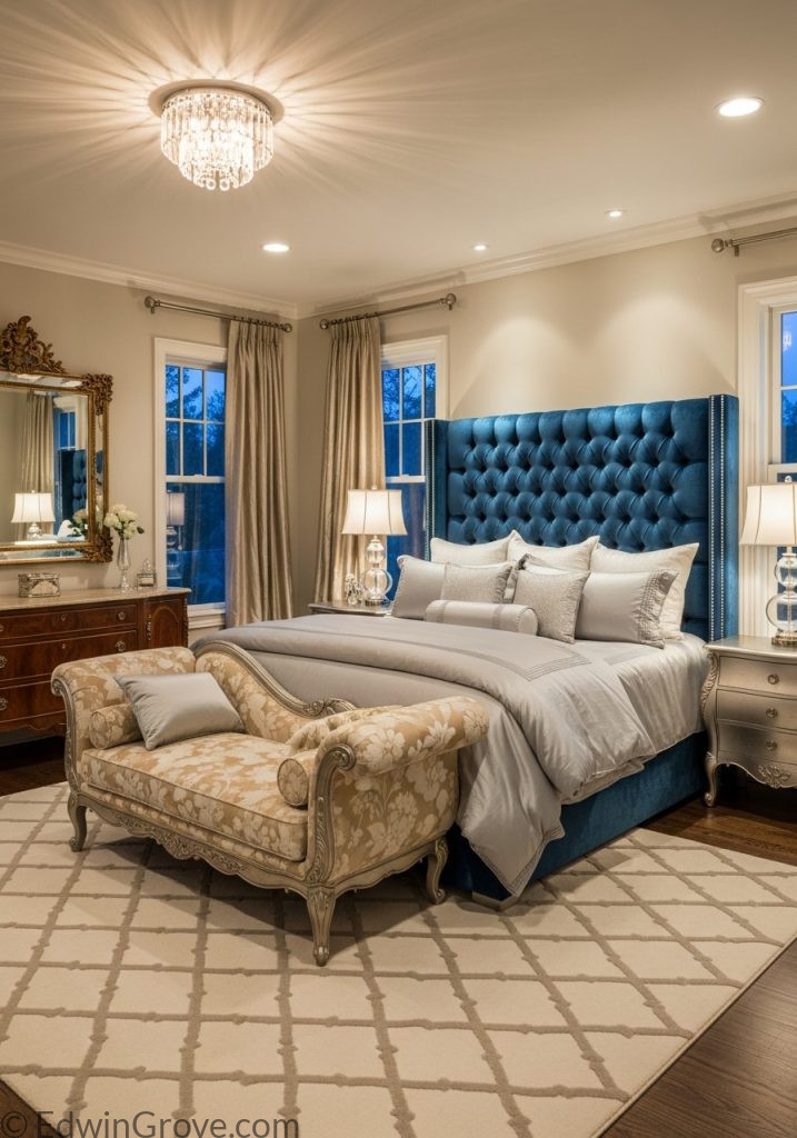 Elegant master bedroom with coordinated furnishings