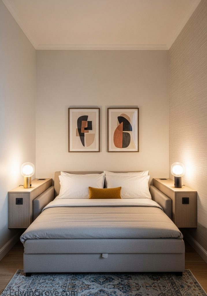Small guest room featuring a modern sofa bed for space-saving design