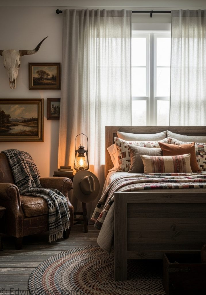 Light curtains in western bedroom