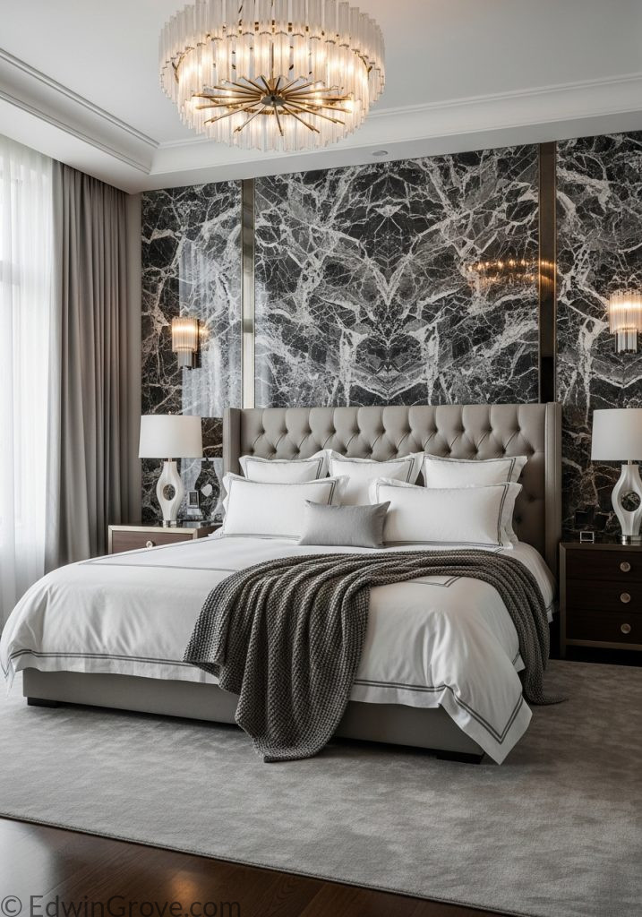 Luxury marble bedroom background wall design