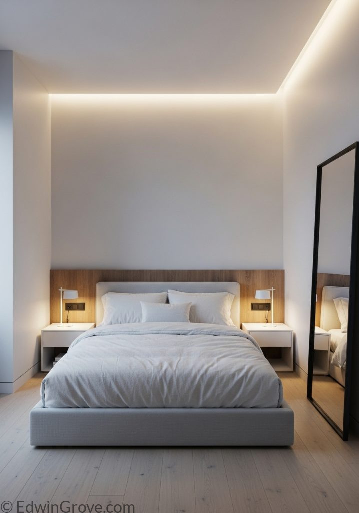 Minimalist small master bedroom with clean and simple design