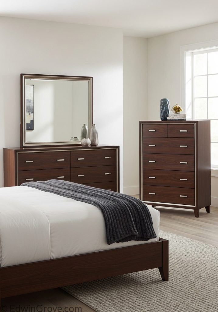 Modern bedroom with coordinated furniture set