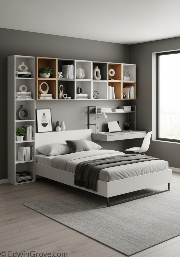 Modular bedroom furniture with flexible layout and modern design