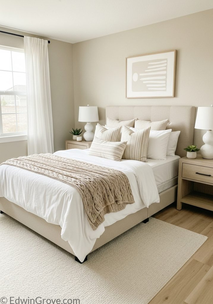 Neutral color palette in western bedroom