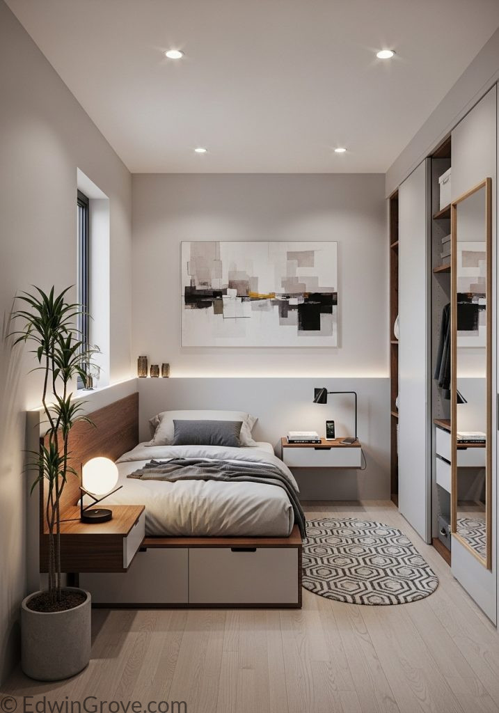 Smart bed placement in a compact bedroom