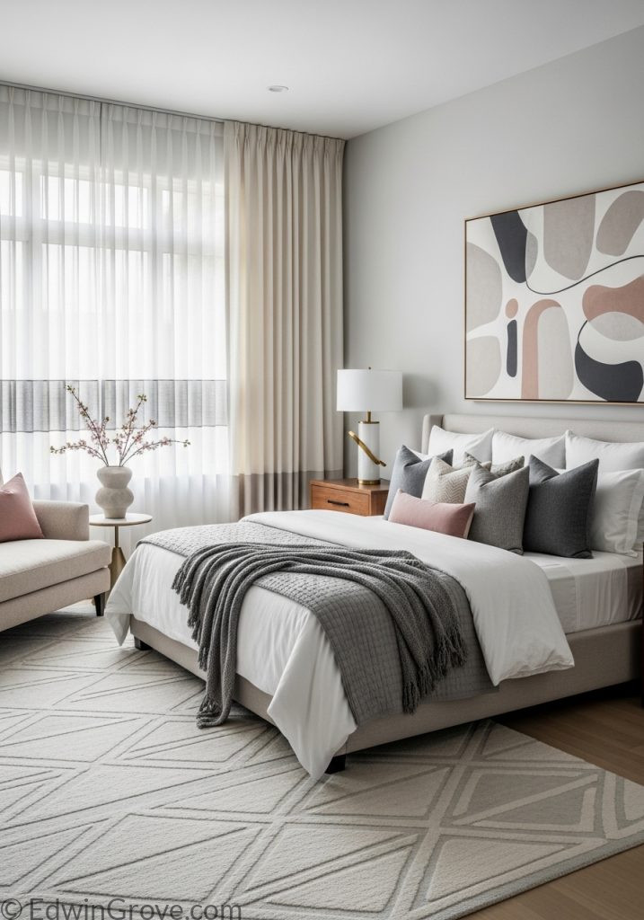 Stylish bedroom curtains with elegant modern design