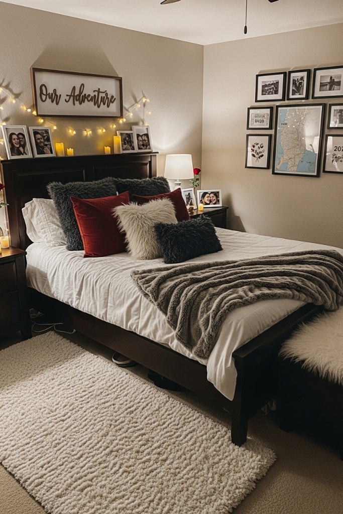 Romantic bedroom with personal touches and intimate decor