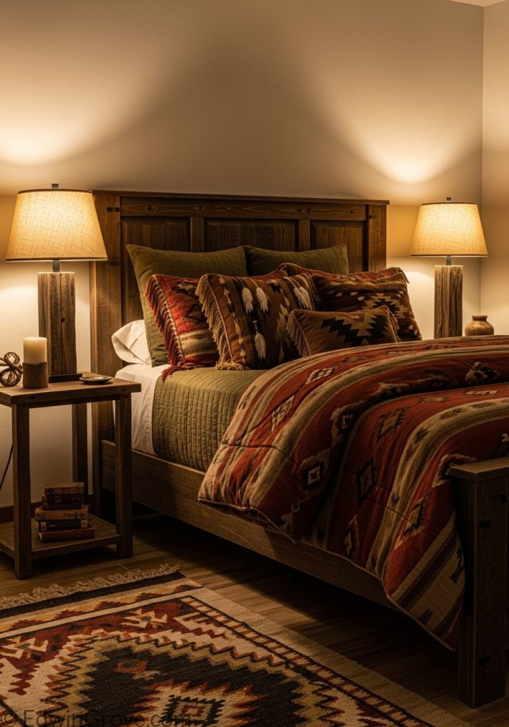 Warm lighting in western bedroom