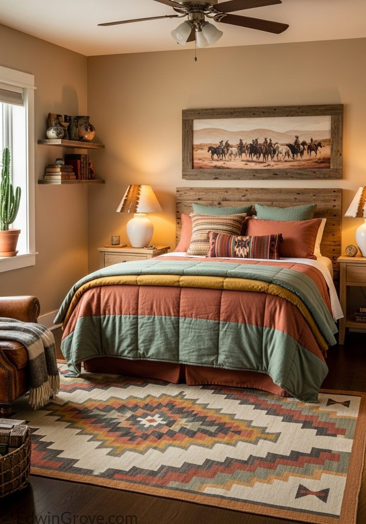 Western bedroom color scheme with earthy tones