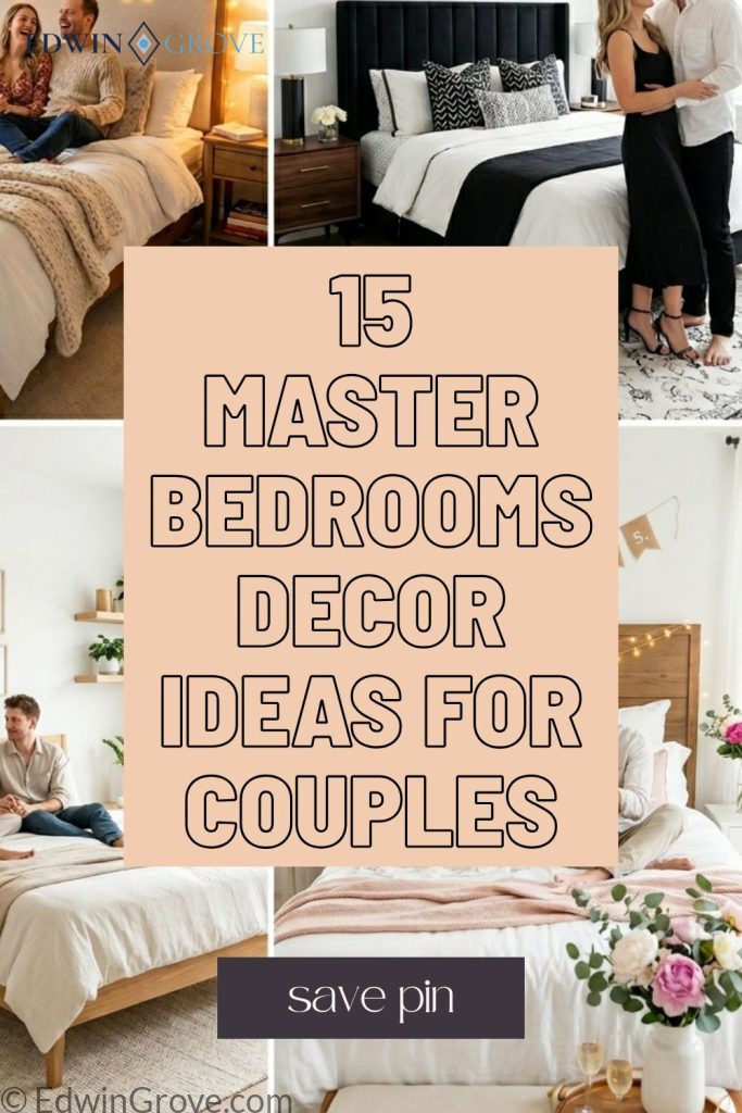 Four master bedrooms decor ideas for couples including cozy romantic elegant black minimal and newly married bedroom styles