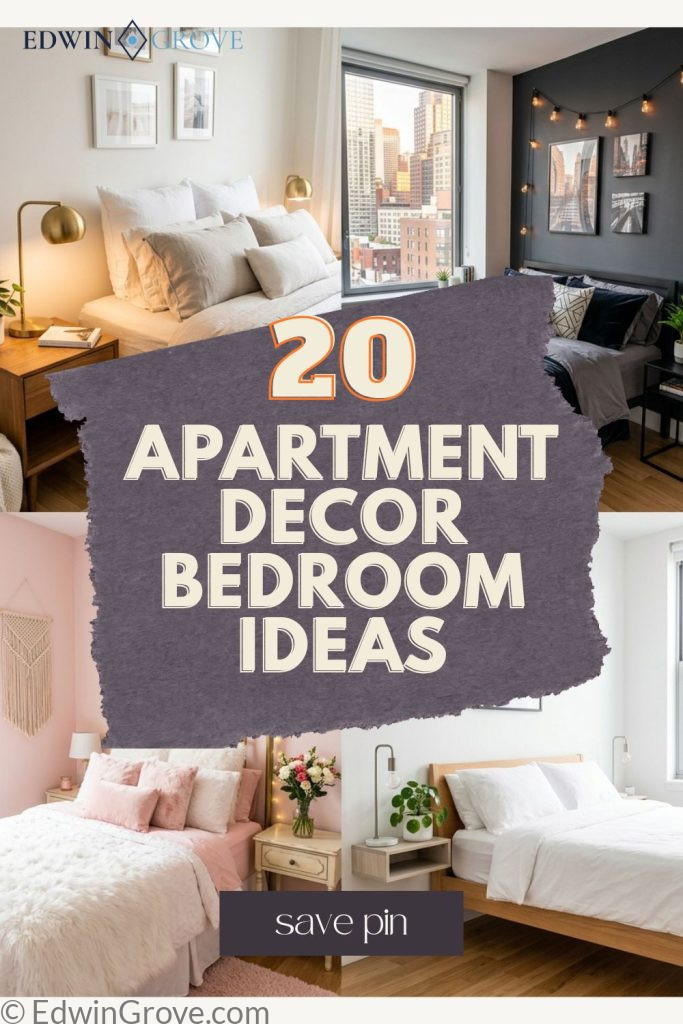 Four apartment decor bedroom ideas including cozy neutral trendy NYC dreamy pink and minimal clean apartment bedroom styles